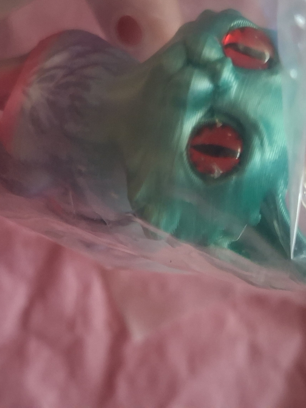 Green and Red 3D printed Resin Cat Figurine